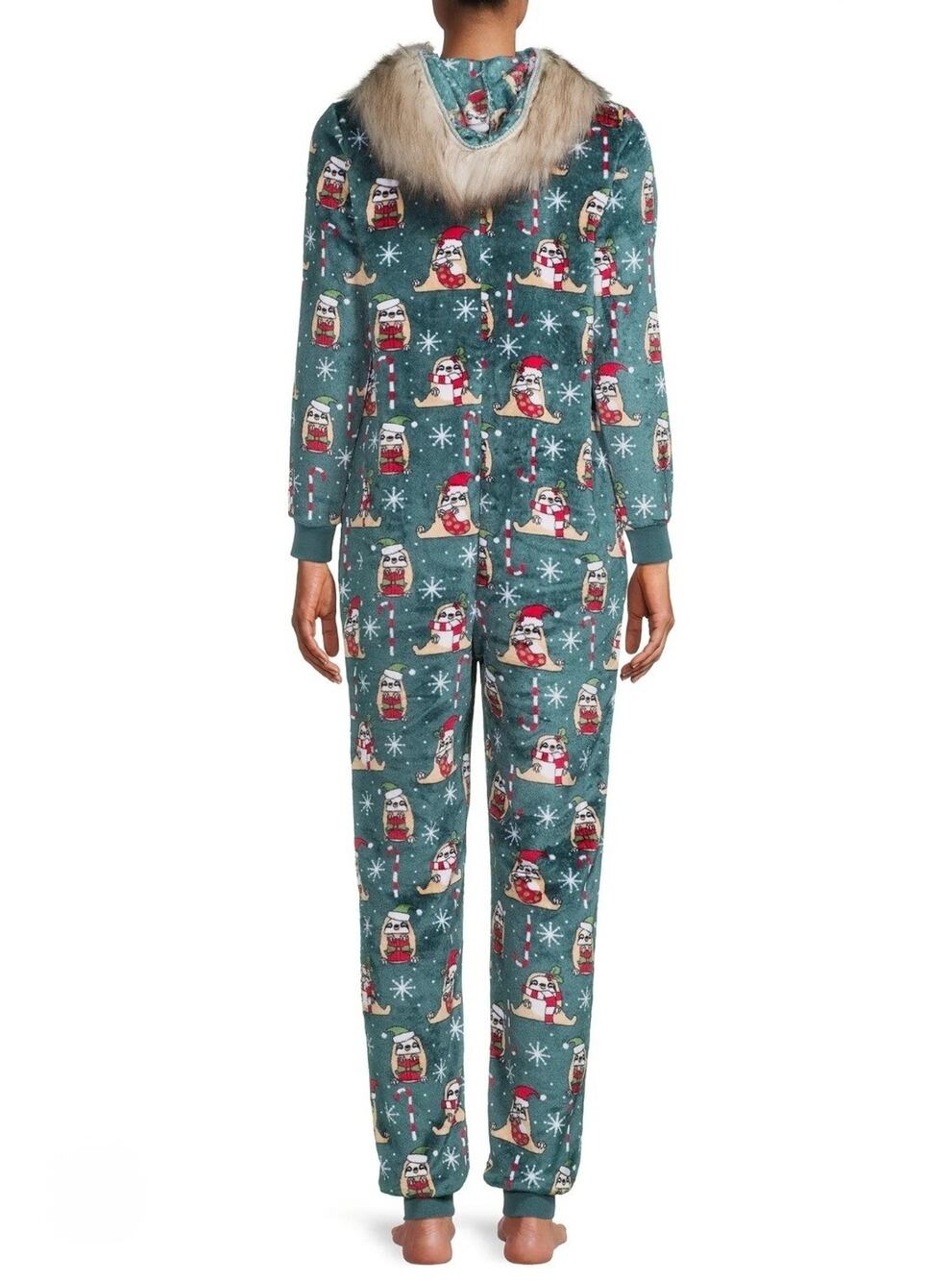 Secret Treasures 1pc Sloth Union Suit Christmas Pajamas Size S 4-6 Comfy Holiday